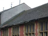 A close up of the Grosvenor Street side showing the damaged roof slates and missing guttering and downspouts. Photo D Shreeve